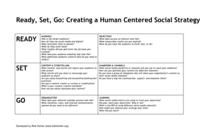 Developed  by  Beth  Kanter  (www.bethkanter.org)  Ready, Set, Go: Creating a Human Centered Social StrategyREADYAUDIEN...