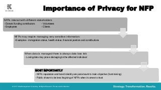 Importance of Privacy for NFP© 2017 Kirke Management Consulting. All Rights Reserved - Private and ConfidentialNFPs inte...