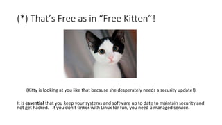 (*) That’s Free as in “Free Kitten”!(Kitty is looking at you like that because she desperately needs a security update!)...