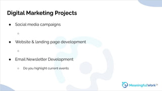 Digital Marketing Projects● Social media campaigns○● Website & landing page development○● Email Newsletter Developmen...
