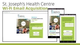 Wi-Fi Email AcquisitionSt. Joseph’s Health CentreHow’s it doing?In 5 months since going live, the page has already coll...