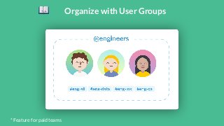 Organize with User Groups* Feature for paid teams 