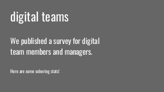 We published a survey for digitalteam members and managers.Here are some sobering stats!digital teams 