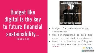 Budget likedigital is the keyto future financialsustainability…(because it is)● Budget for maintenance andinnovation...